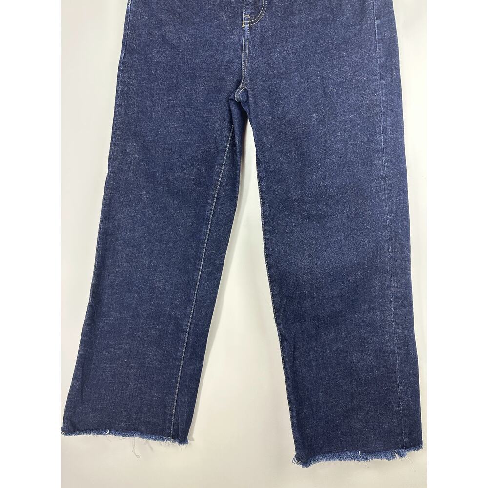 Oliver Logan Aberdeen Jeans Dark Wash Wide Leg Crop High Rise Raw Hem Denim 28 - Picture 4 of 14
